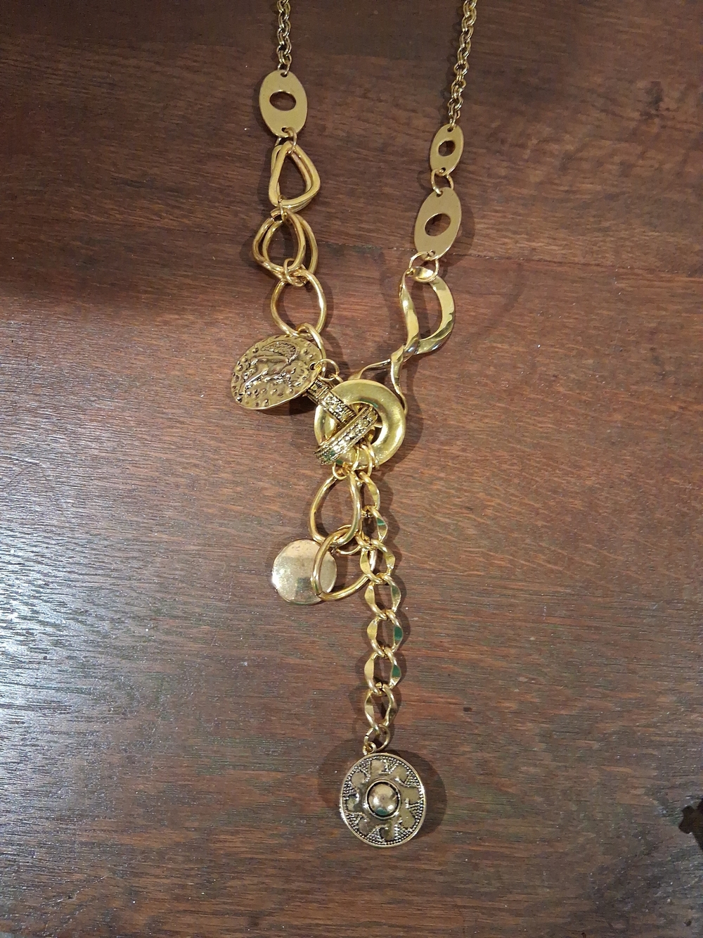 Gold Multi-Charm Y-Necklace for Women